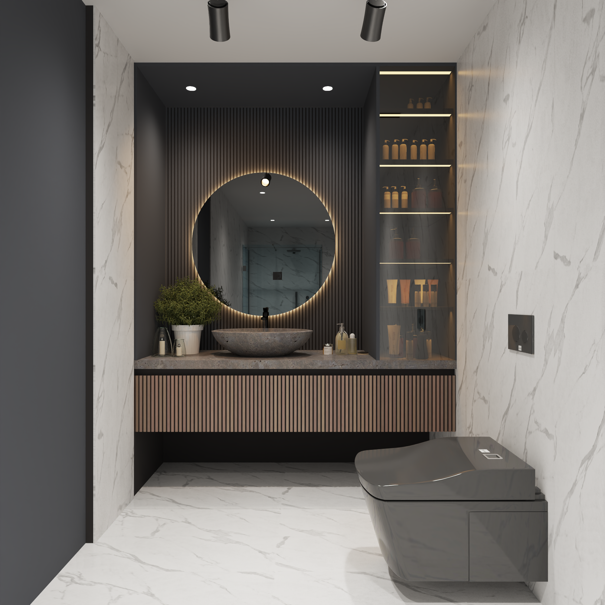 White Mist Marble Carrara Interlock Wall Panel & Flooring 96" x 48"