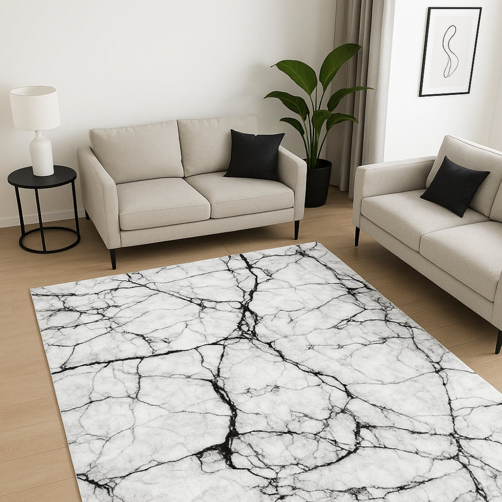 Calacatta Black/White Marble Rug