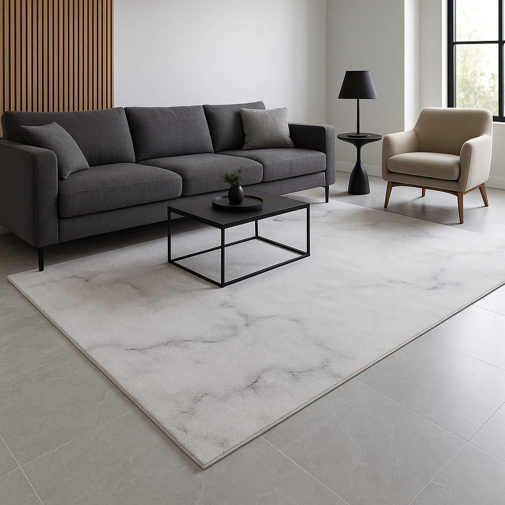 Calacatta Soft White/Gray Marble Rug