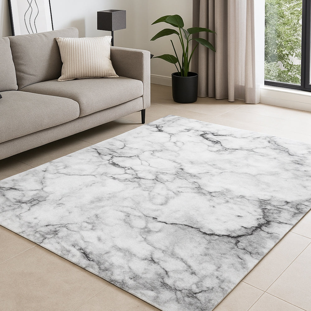 Calacatta White/Gray Marble Rug