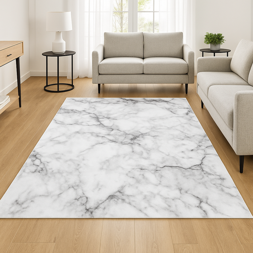 Calacatta White/Gray Marble Rug