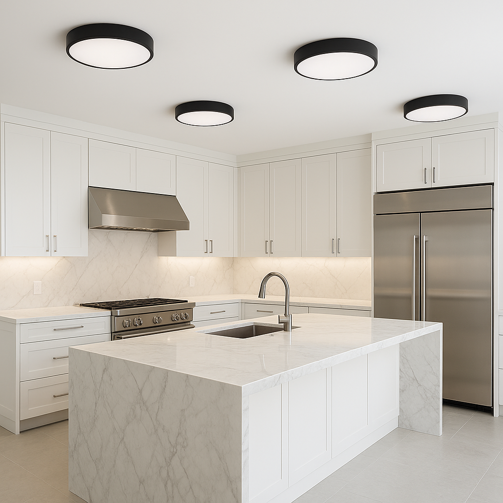 5 pcs Bundle Black LED Round Flushmount Wall Light