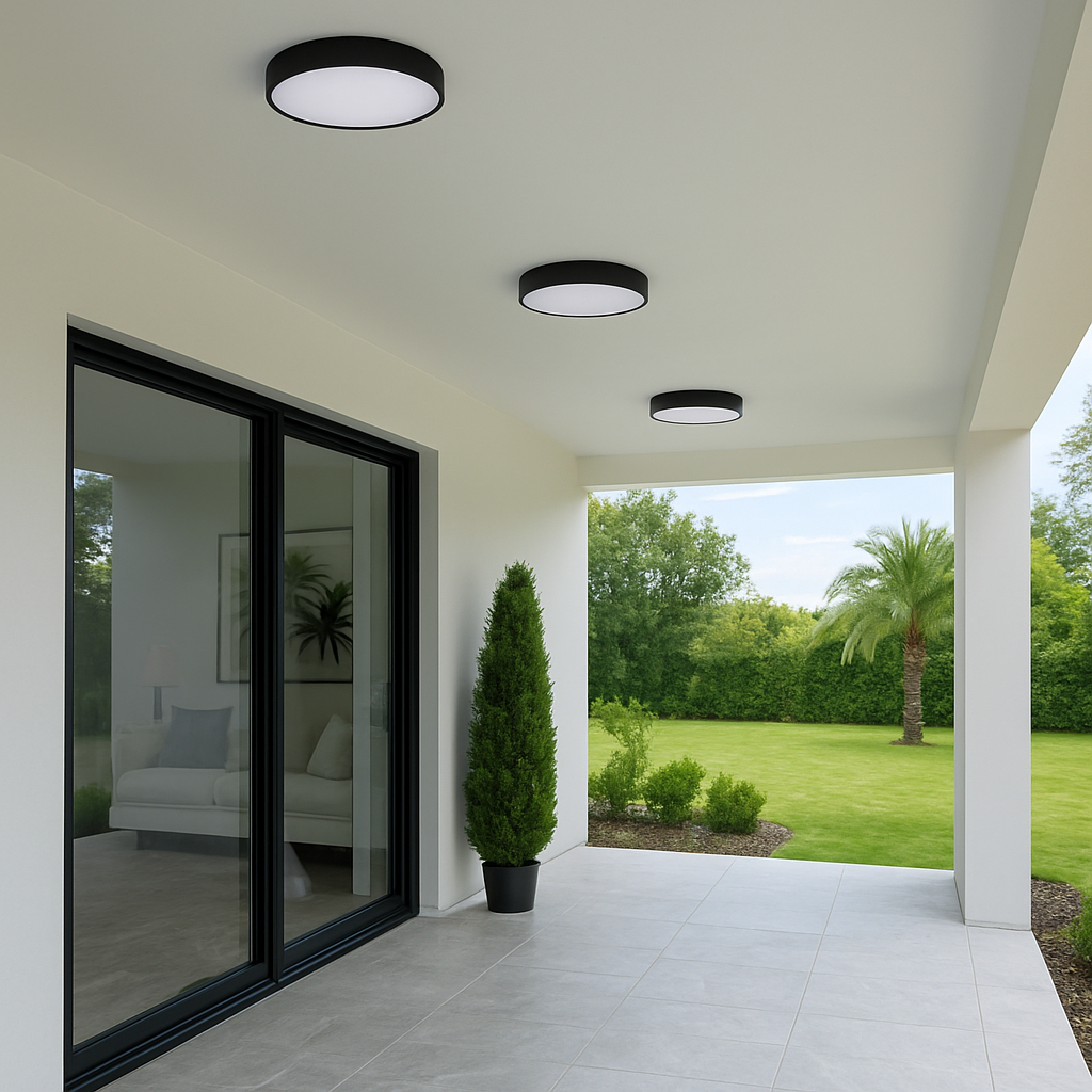 5 pcs Bundle Black LED Round Flushmount Wall Light