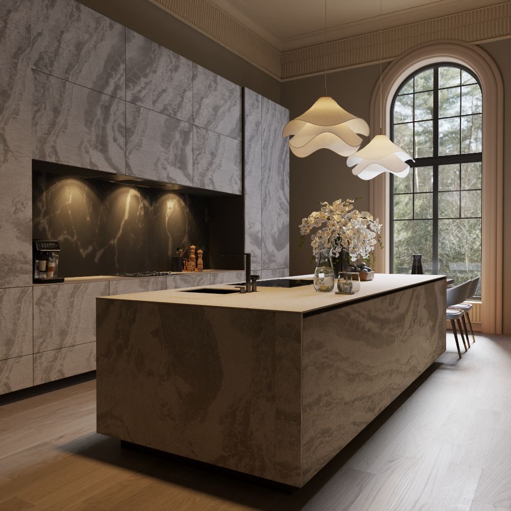 Misty Gray Rock Textured Panel 96" x 48"