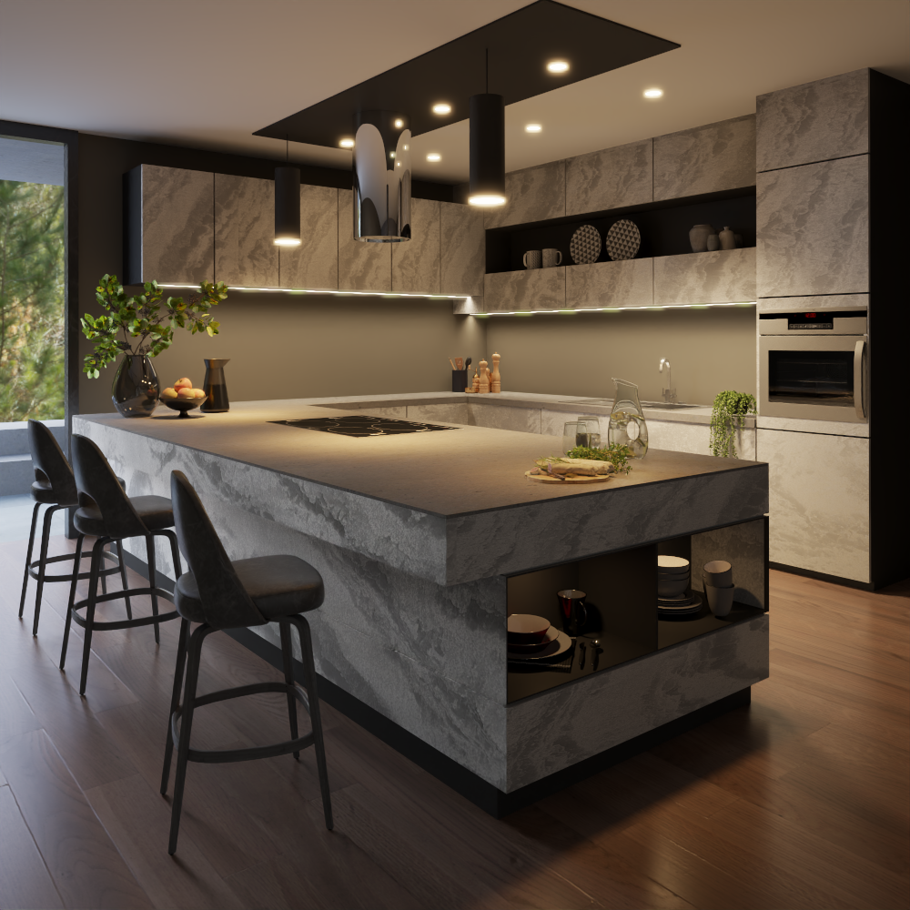 Misty Gray Rock Textured Panel 96" x 48"