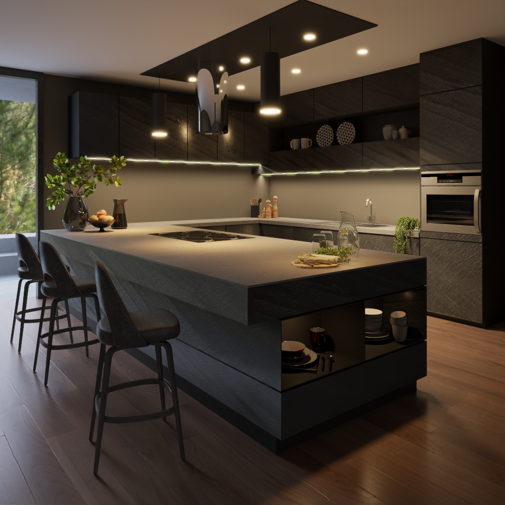 Midnight Onyx Rock Textured Panel 96" x 48"