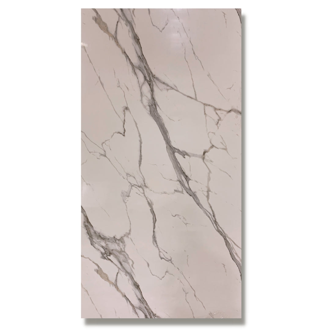 White and Gray Carrara Marble Wall Panel 96" X 48"