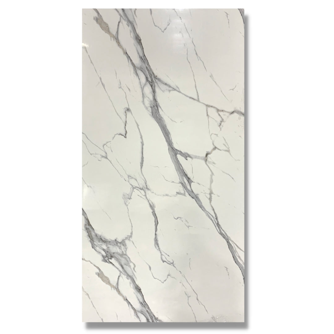 White and Gray Carrara Marble Wall Panel 96" X 48"