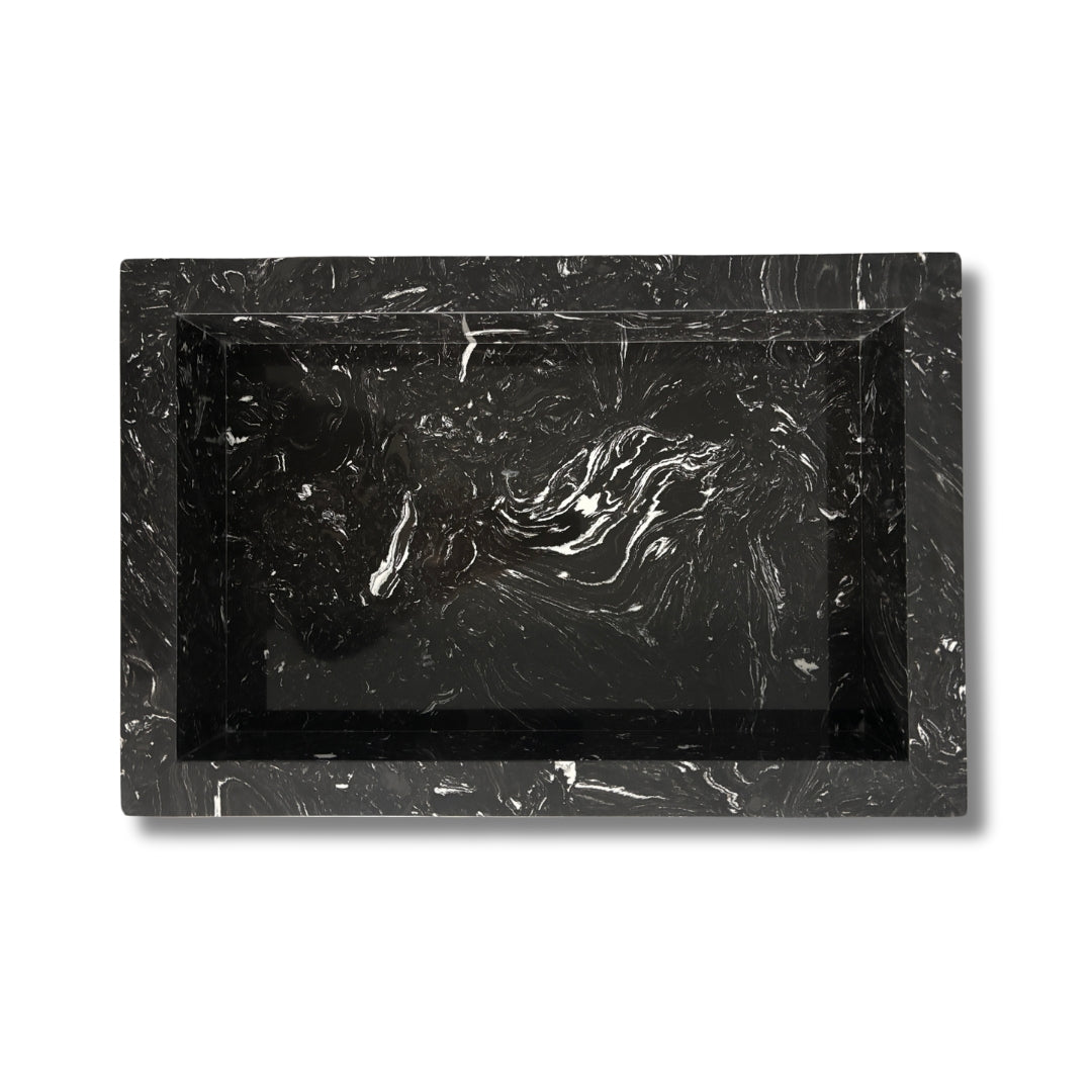 Black Carrara Marble Shower Niche 24" x 16"