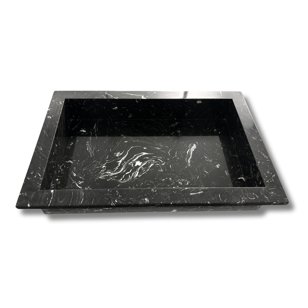 Black Carrara Marble Shower Niche 24" x 16"