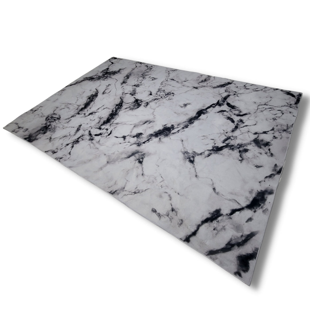 Calacatta Black and Light Gray Marble Rug