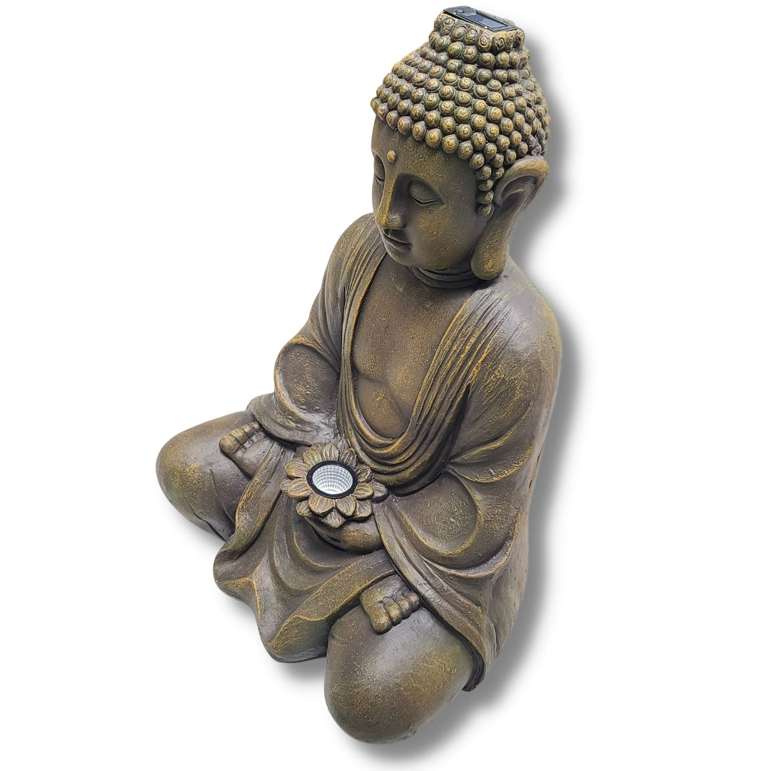 32" High Buddha Solar Sitting Statue