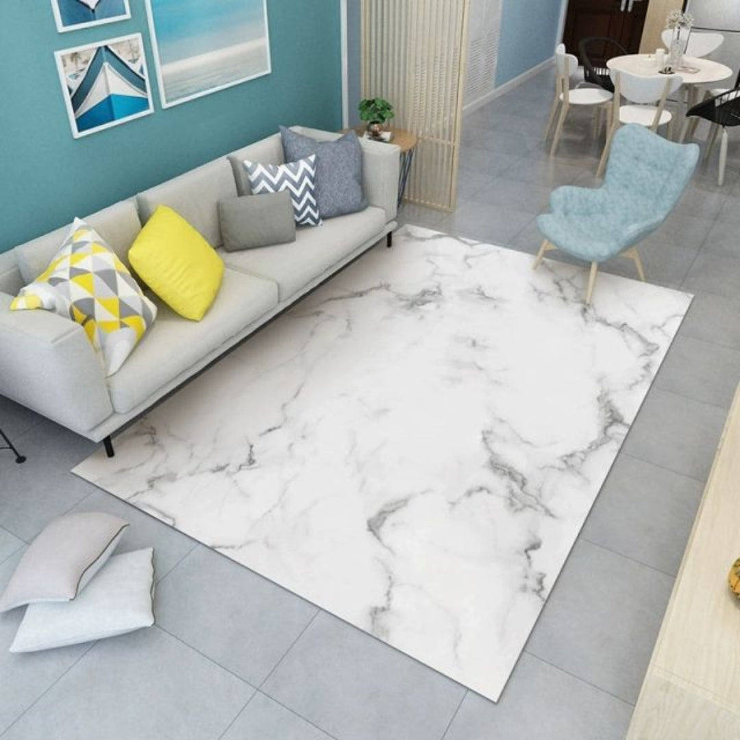 Calacatta Soft White/Gray Marble Rug