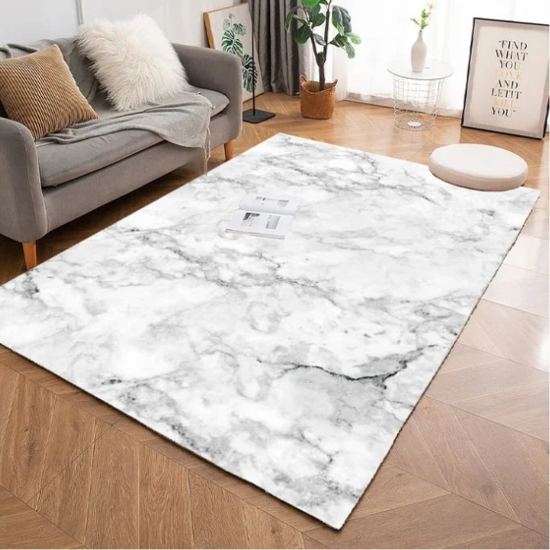 Calacatta White/Gray Marble Rug